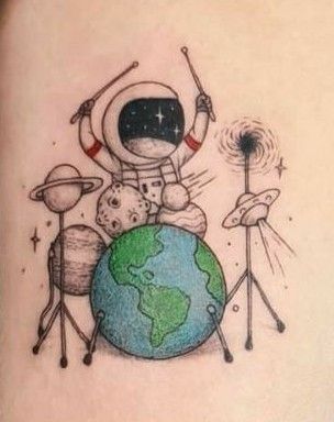 Astronaut Tattoos, Drummer Tattoo, Drum Tattoo, James Webb Telescope, Webb Telescope, Astronaut Tattoo, Planet Drawing, Mark Tattoo, Drums Art