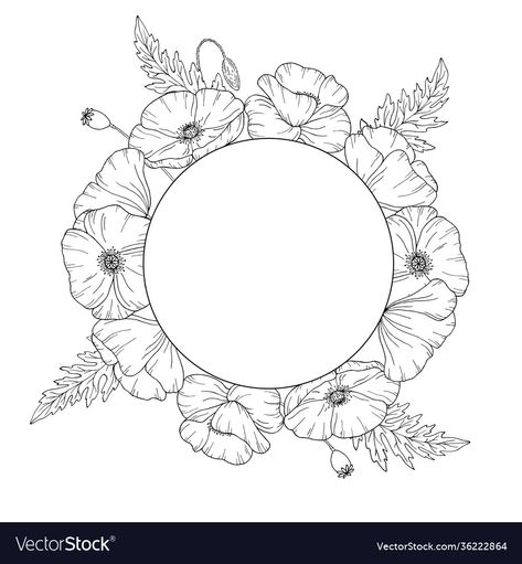 Poppy Wreath Drawing, Egg Doodle, Poppy Tattoo, Sketch Line Art, Poppy Wreath, Poppies Tattoo, Zen Doodles, Monochrome Black And White, American Legion