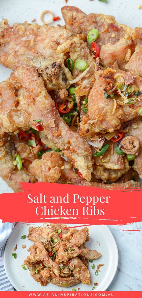 An all-time-favourite Chinese flavour, salt and pepper chicken ribs is one of the best dishes you can add to your table. #saltandpepperchickenribs #saltandpepperchicken #chinesesaltandpepperchicken #chicken #chinesetakeaway #chinesefood #chineserecipes #asianchickenfried Pepper Chicken Chinese, Salt And Pepper Ribs Chinese, Black Pepper Chicken Chinese, Chinese Salt And Pepper Chicken Wings, Salt And Pepper Recipes, Salt And Pepper Prawns Chinese, Chicken Ribs, Asian Chicken Recipes, Salt And Pepper Chicken