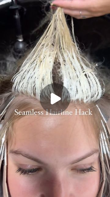 Jessica Scott Santo: Hair Education for Hairstylists on Instagram: "Try this for a seamless hairline when you root shadow + gloss! ⬆️⬆️⬆️  Main Tips: Section out front hairline and apply last 5 minutes. Apply gloss first and then your root shadow over the gloss around the front hairline.  Root shadow: 6.17 Gloss: 10.1 + Clear @moroccanoilpro   #hairlinedetailing #blondehighlights #moneypiece #rootshadow #moroccanoilpartner #moprofessional #moroccanoilcolor #hairhacks #haircolor #hairhacks #hairvideos #behindthechair #haireducation" How To Do A Root Smudge At Home, Diy Root Melt Hair At Home, How To Shadow Root, Root Melt Blonde Formula, Platinum Root Smudge, Babylights With Root Smudge, Root Melt Vs Root Smudge, Diy Shadow Root, Shadow Root Formula