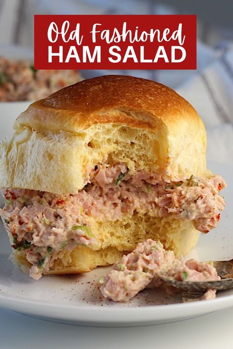 This is the best Old Fashioned Ham Salad recipe for a sandwich, to spread onto crackers, or to serve on top of greens. It’s a great way to use up leftover ham, but it’s so dang yummy, you will start buying more deli ham just to make this each week! Leftover Deli Ham Recipes, Recipes Using Deli Ham, Old Fashioned Ham Salad Recipe, Deli Ham Recipes, Ham Recipes Leftover, Ham Salad Spread, Old Fashioned Ham, Recipes Using Ham, Ham Salad Recipe