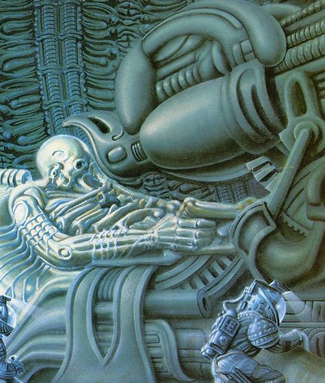 70s Sci-Fi Art Alien Movie 1979, Hr Giger Art, Giger Alien, Giant Skeleton, Skeleton Body, Giger Art, Geeky Art, Alien Artwork, Scifi Art