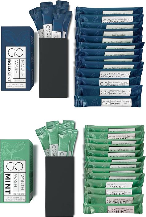 Amazon.com: BOLD Mint GO Travel Size Mouthwash Packets BOLD Mint – Individual Mini Mouthwash for Fresh Breath - Smart Packet Design to reduce travel bottle waste -BOLD Mint Flavored Portable Travel Mouthwash Bulk : Health & Household Mini Mouthwash, Travel Mouthwash, Packet Design, Travel Bottles, Travel Items, Mouthwash, Portable Travel, Travel Size, Travel Size Products