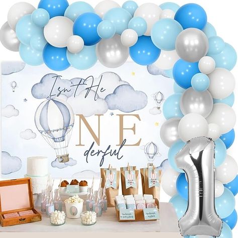 Amazon.com: Hot Air First Birthday Decorations for Boys Isn't He Onederful Birthday Decorations Hot Air Backdrop Balloon Arch Kit Blue Baby Boy 1st Birthday Decorations Onederful Blue Clouds Hot Air Decoration : Home & Kitchen Onederful Birthday Decorations, Backdrop Balloon, Onederful Birthday, Balloon Arch Kit, 1st Birthday Decorations, First Birthday Decorations, Baby Boy 1st Birthday, Arch Kit, Blue Clouds