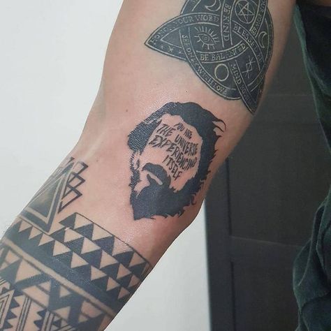 Alan Watts Tattoo, His Tattoo, Alan Watts, Hide And Seek, Community Art, Skull Tattoo, Geometric Tattoo, Tattoo Ideas, Looks Great