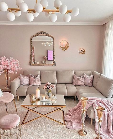 57 Timeless Grey And Pink Home Decor Ideas - DigsDigs Pink And Gold Living Room Decor, Grey And Pink Aesthetic, Pink And Gold Living Room, Pink And Gray Living Room, Gold Living Room Decor, Gold Living, Gold Living Room, Grey Home Decor, Pink Home Decor