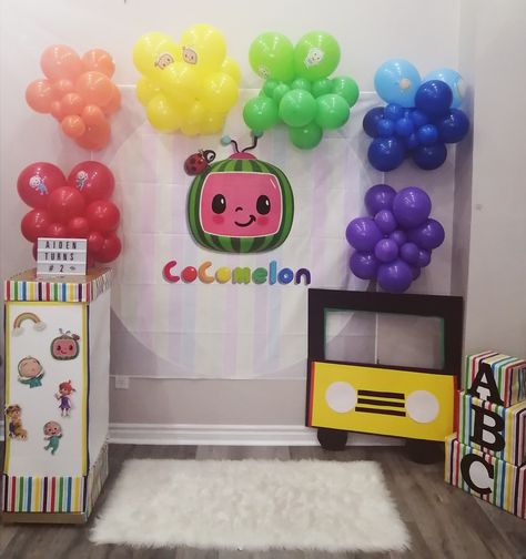 2nd birthday ideas #cocomelon #diy #simple Diy Cocomelon Decorations, 2nd Birthday Ideas, Cocomelon Birthday Party, Birthday Decorations At Home, Cocomelon Birthday, Diy Simple, Diy Backdrop, Birthday Diy, Simple Decor