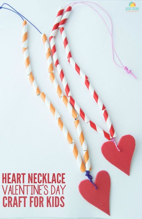 This heart necklace Valentine's Day craft for kids is such a fun project for February. Kids will love making them for friends and family! #kidscrafts #valentinesday #easycraftsforkids Valentine's Day Crafts For Kids, Preschool Valentines, Valentine Activities, Toddler Valentines, Valentine Crafts For Kids, Valentines Art, Valentines Day Activities, My Funny Valentine, Craft Projects For Kids