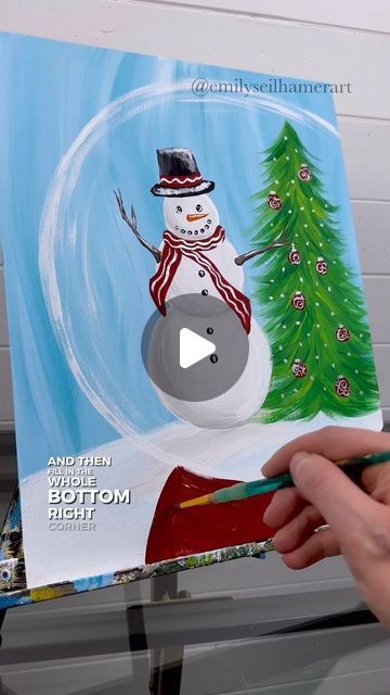 Emily Seilhamer on Instagram: "[clip] Turning a snowman scene into a snow globe ☃❄#easypainting #tipsandtricks #paintingideas #snowman #snowmandecor" Emily Seilhamer Art, Snowman Painting, Snowman Decorations, January 7, Holiday Art, Snow Globe, Paint Party, Painting Tips, Easy Paintings