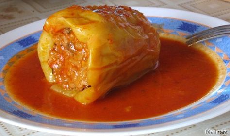 Stuffed Peppers OR Punjene paprike | Maninas: Food Matters with legit recipe Palacinke Recipe, Serbian Cuisine, Serbian Food, Stuffed Vegetables, Bosnian Recipes, Bread Art, Serbian Recipes, Croatian Recipes, Kind People