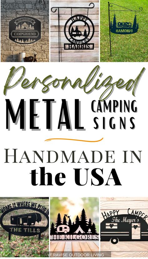 Rv Camping Organization, Camping Packing Hacks, Camping Signs Personalized, Happy Camper Sign, Campsite Signs, Rv Signs, Travel Trailer Organization, Travel Trailer Decor, Rv Camping Trips