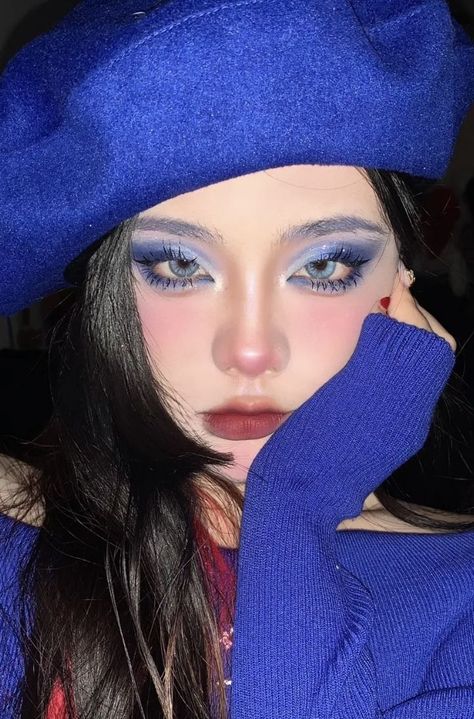 blue makeup douyin Mekap Mata, Blue Makeup Looks, Yellow Makeup, Makeup Tip, Ulzzang Makeup, Swag Makeup, Smink Inspiration, Ethereal Makeup, Dope Makeup