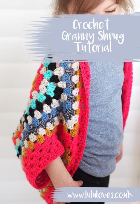 Crochet Granny Square Shrug Tutorial | Lululoves Blog Kids Granny Square Cardigan, Shrug Tutorial, Granny Square Shrug, Crochet Olive, Capelet Crochet, Easy Crochet Shrug, Granny Square Poncho, Sunburst Granny Square, Granny Square Sweater