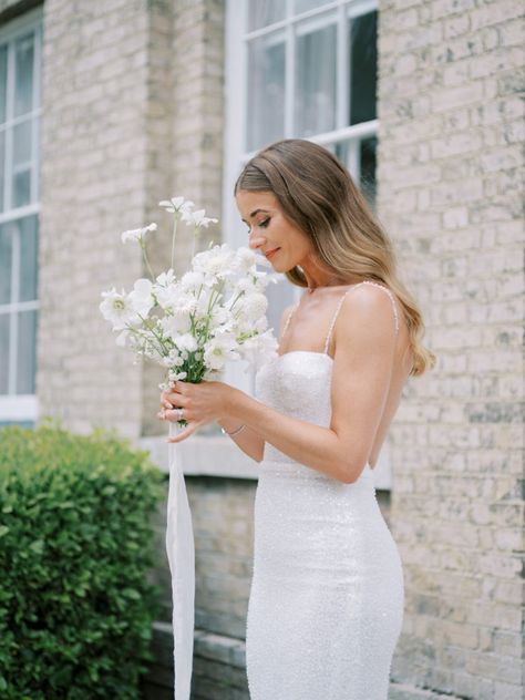 Sleek and Tucked: The Bridal Hair Down Trend for 2023 | Make Me Bridal Summer 2024 Wedding, Makeup For Brides, Gorgeous Bridal Makeup, Bridal Hair Down, Wedding Hair Colors, Hair Tuck, Wedding Dress Silhouette, Bridal Hairstyle, Hair Creations