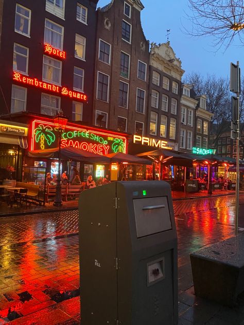 Smokey Coffee Shop Amsterdam, Amsterdam Coffee Shop, Holidays Abroad, American Town, Amsterdam Photography, Twisted Heart, Coffee Shop Aesthetic, Fall Semester, Rainy Night