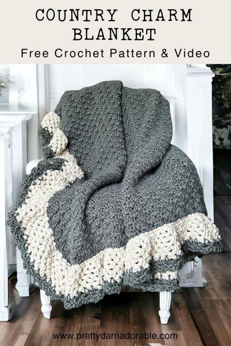 Transform your home into a warm and rustic haven with the Free Crochet Country Charm Blanket pattern. Crafted for both beginners and seasoned crocheters, this easy-to-follow tutorial and pattern will help you create a cozy chunky blanket with a touch of cottage charm. Perfect for adding a rustic vibe to your space or gifting to someone special. Crochet Large Blanket, Crochet Blanket Measurements, Crotchet Blankets, Crochet Country, Chunky Blanket Pattern, Bulky Yarn Crochet, Crochet Throws, Chunky Yarn Crochet, Chunky Crochet Blanket Pattern