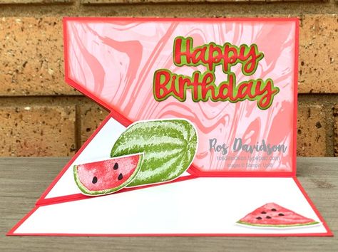 Ros Davidson, Independent Stampin' Up!® demonstrator, Melbourne, Australia: Stampin' Up! Watercolor Melon Corner Flip Birthday Card Up Watercolor, Melbourne Australia, Melon, Live Life, Stampin Up, Melbourne, Birthday Cards, Happy Birthday, Australia