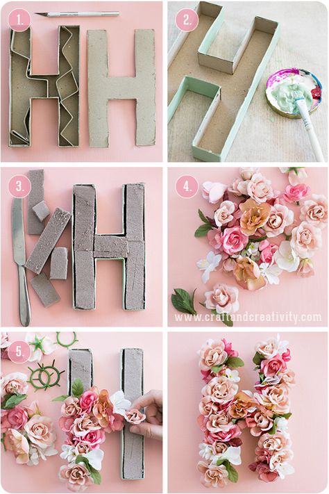 Floral Letters Diy, Cute Diy Crafts, Hadiah Diy, Săpunuri Handmade, Paper Mache Letters, Kraf Kertas, Summer Diy Projects, Diy Letters, Wooden Letter