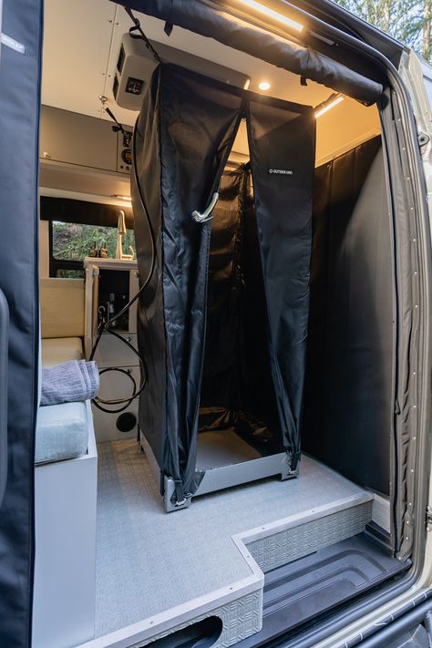 Custom Sprinter Van Gallery | Outside Van Campers Van, Custom Sprinter Van, Camper Van Shower, Mercedes Sprinter Van, Custom Mattress, Mb Sprinter, Needs And Wants, Sprinter Camper, Campervan Life