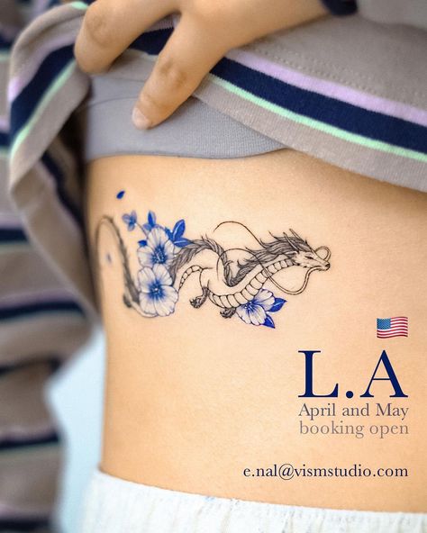 𝗘.𝗻𝗮𝗹 on Instagram: “Hello, I'm tattooist E.nal.   Reservations are open for April and May in L.A. I am planning to start working on April 19th.  Enter the link…” Journey Tattoo, Asian Dragon Tattoo, Studio Ghibli Tattoo, Ghibli Tattoo, Tattoo Flowers, Asian Dragon, Spine Tattoos, Elegant Tattoos, Ankle Tattoo