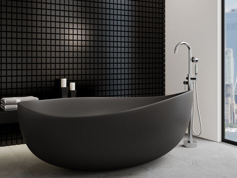 Travertine Bathtub, Bathtub Luxury, Curved Interior, Oval Bathtub, Black Bathtub, Luxury Bathtub, Stone Bathtub, Freestanding Bathtub, Modern Baths