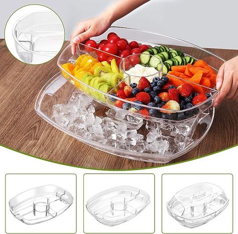 This is my #1 tailgate reccomendation for football season this year! Keep those fruits and veggies chilled! Serving Bowls With Lids, Party Platter, Cocktail Serving, Food Party, Cold Food, Shrimp Cocktail, Party Platters, Ice Molds, The Resistance