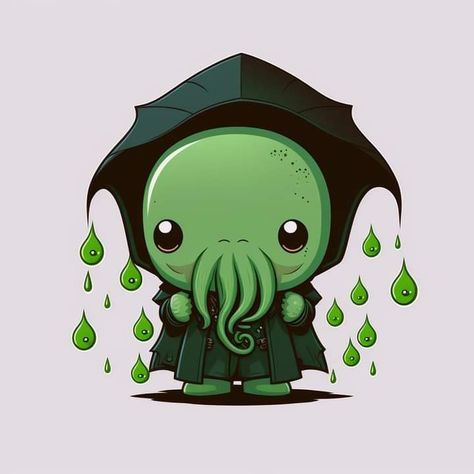 Cthulu Tattoos, Cute Cryptids, Chibi Cthulhu, Cute Cthulhu, Dibujos Halloween, Cthulhu Art, Rockabilly Art, Hp Lovecraft, Cthulhu Mythos