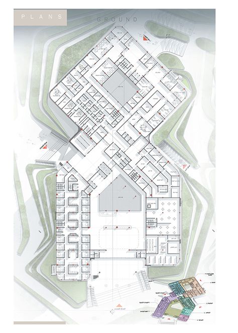 General hospital on Behance Hospital Plan Layout, General Hospital Design, Hospital Facade, House Design Concept, Bubble Diagram Architecture, Hospital Floor Plan, Hospital Design Architecture, Site Plan Design, Hospital Plans