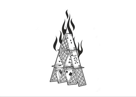 House Fire Tattoo, Cards On Fire Tattoo, House Of Cards Tattoo, House On Fire Tattoo, On Fire Tattoo, Burning House, Sleep Token, Fire Tattoo, Tattoo Arm