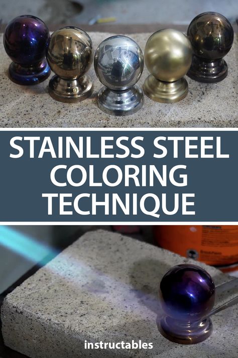 AMbros Custom explores different techniques for coloring stainless steel. #Instructables #workshop #tips #metalworking #torch Metal Tutorial, Vintaj Jewelry, How To Make Metal, Metal Art Techniques, Workshop Projects, Cutlery Art, Stainless Steel Art, James Taylor, Sheet Metal Fabrication