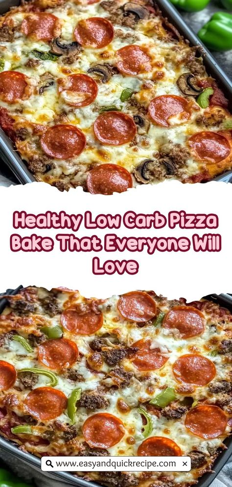 Transform your dinner routine with this Healthy Low Carb Pizza Bake! Combining the classic flavors of pizza with a nutritious twist, this casserole is layered with fresh vegetables, hearty meats, and loads of melty cheese. Perfect for those following a keto or low-carb diet, it’s a guilt-free indulgence that doesn’t skimp on taste. Whether you’re hosting a gathering or preparing a meal for the week, this versatile dish will satisfy your cravings while keeping your health goals on track. Keto Crustless Pizza, Pizza Casserole Keto, Easy Low Carb Pizza, Pizza Casserole Low Carb, Low Carb Pizza Casserole, Meal For The Week, Keto Pizza Casserole, Low Calorie Pizza, Fast Dinner Ideas