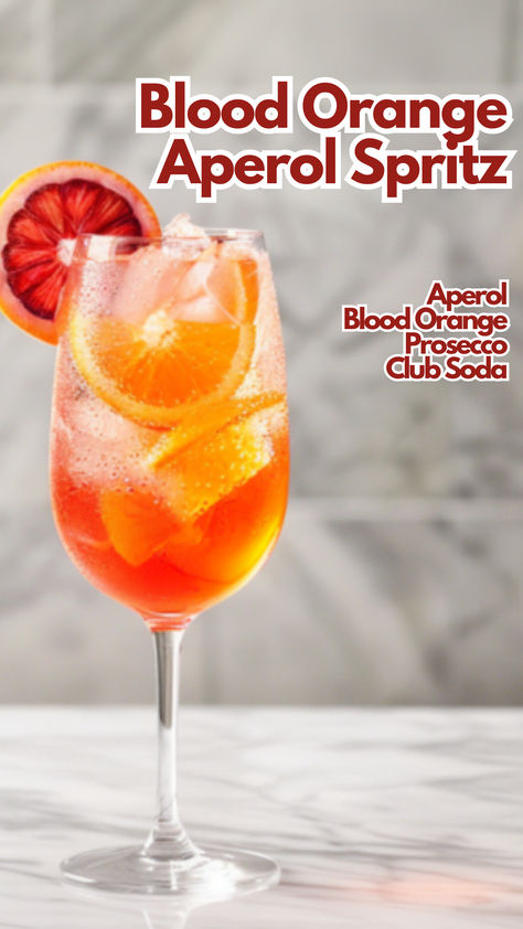 Blood Orange Aperol Spritz Big Batch Aperol Spritz, Cocktails With Aperol, Blood Orange Aperol Spritz, Orange Aperol Spritz, Cocktail With Aperol, Aperol Cocktails, Soda Cocktails, Apperal Spritz Ingredients, Spritz Cocktails