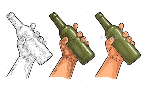 Beer Bottle Drawing, Comic Sketch, Man Hands, Woman Hands, Man Hand, Bottle Drawing, Engraving Illustration, Hands Holding, Beer Opener