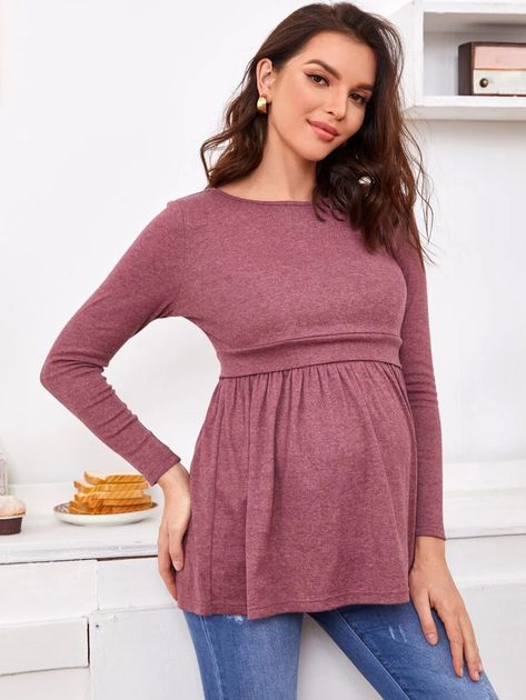 Maternity Zip Side Lift Up Nursing Peplum Top | SHEIN USA Shein Maternity Outfits, Muslim Women Clothing, Breastfeeding Fashion, Cute Maternity Dresses, Shein Maternity, Breastfeeding Clothes, Maternity Nursing Dress, Gap Maternity, Stylish Maternity Outfits