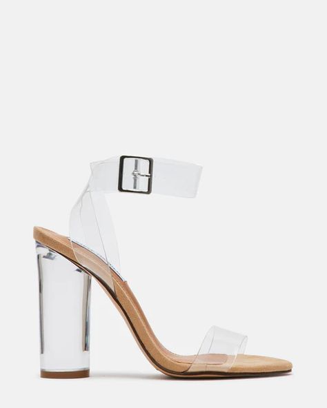 With a modern silhouette and trend-right transparency, CLEARER is a star sandal of the season. This stunner pairs perfectly with minimalist and/or futuristic ensembles. Knee High Sock Boots, Chic Black Outfits, Butterfly Heels, Sandals Chunky, Fold Over Boots, Clear Block Heels, Lucite Heels, Denim Heels, Block Sandals