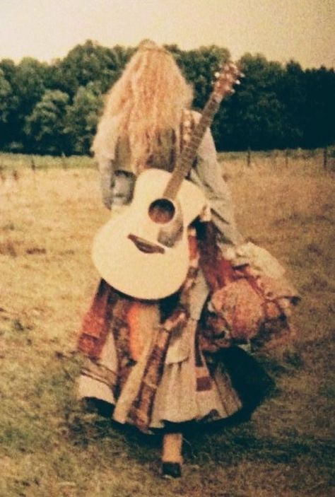 Road Trip, A Woman, Guitar, Walking, Blonde, Road, Music, Hair, Nature