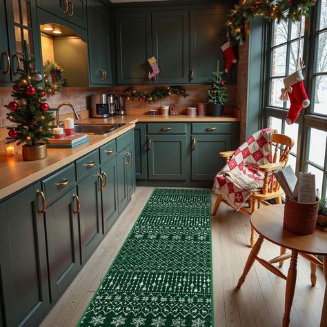 Amazon.com: Lahome Moroccan Christmas Runner Rug - 2x6 Green Non-Slip Hallway Runner Throw Washbale Long Kitchen Rug Floor Runner, Snowflake Holiday Decor Accent Carpet Runners for Bedroom Entryway Laundry Room : Home & Kitchen Christmas Deocr, Moroccan Christmas, Runner Rug Bathroom, Entryway Laundry Room, Entryway Laundry, Bathroom Runner, Bathroom Runner Rug, Christmas Rug, Long Kitchen