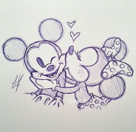 Mickey And Minnie Drawings Easy, Mickey Minnie Drawing, Mickey And Minnie Drawings Sketches, Minnie And Mickey Painting, Disney Couple Drawings, Mickey And Minnie Drawings, Mickey And Minnie Drawing, Mickey And Minnie Sketch, Disney Love Drawings