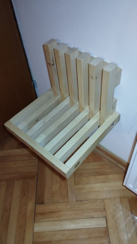 Wall mounted folding chair Folding Wall Chair, Wall Chair, House Upgrades, Wood Folding Chair, Folding Walls, Diy Chair, Home Upgrades, Folding Chair, Wood Wall