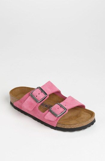 Pink Birkenstocks, Birks Sandals, Birkenstock Sandals Arizona, Cute Sneakers, Footbed Sandals, Shoe Closet, Birkenstock Arizona, Birkenstock Shoes, Suede Sandals