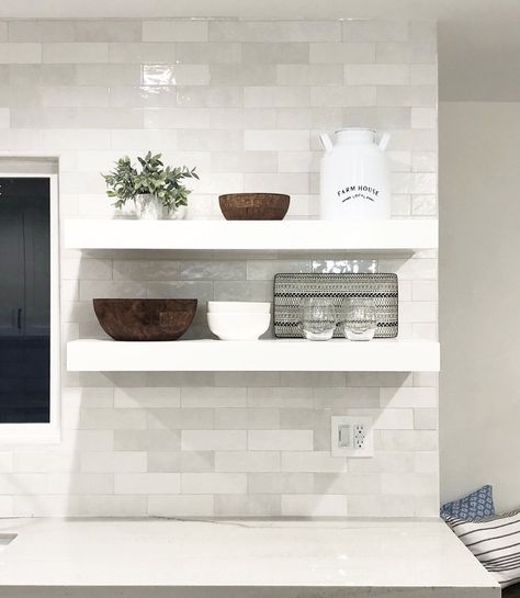 Chloe Tile Kitchen Backsplash, Chloe Tile, Whitewash Brick Backsplash, Cloe Tile, Color Tile Backsplash, Kitchen Wall Tiles Design, Rustic Backsplash, Tile Kitchen Backsplash, Patterned Tile Backsplash