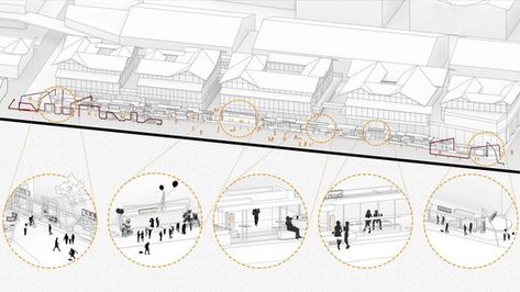 Gallery of Jinjiang District Yucheng Street Renovation / Fanzhu Design - 27 Commercial Street Design, Renovation Architecture, Commercial Complex, Commercial Street, Entrance Porch, Old Street, Street Design, Environmental Design, Architecture Illustration