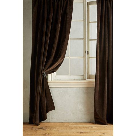 Anthropologie Matte Velvet Curtain ($238) ❤ liked on Polyvore featuring home, home decor, window treatments, curtains, brown, anthropologie, brown curtains, brown velvet curtains, velvet drapery and velvet window treatments Brown Velvet Curtains, Velvet Drapery, Brown Curtains, Velvet Drapes, Dining Room Curtains, Pinch Pleat Curtains, Window Treatments Curtains, Small Business Boutique, Business Boutique