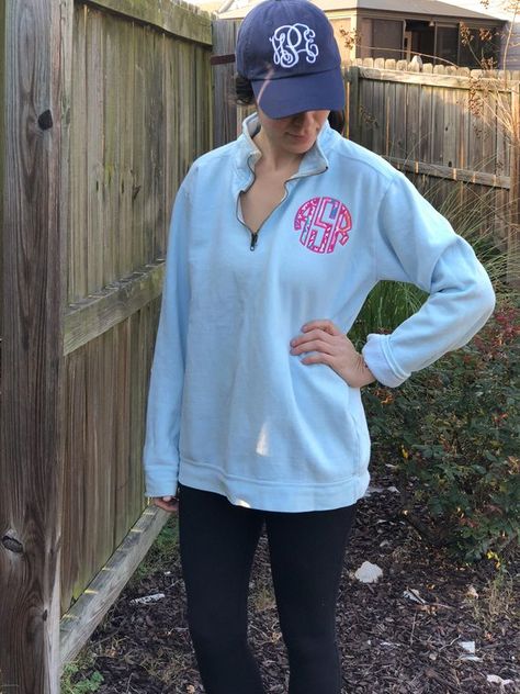 Monogrammed Quarter Zip Sweatshirt Pullover Comfort Colors | Etsy Hannah Smith, Monogram Hoodie, Monogram Jacket, Monogram Pullover, Pink Thread, Monogram Sweatshirt, Comfort Colors Sweatshirt, Quarter Zip Sweatshirt, Unisex Style