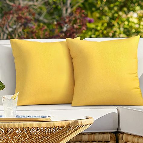 Amazon.com: ReeQuo Pack of 2 Outdoor Throw Pillow Covers,Decorative Solid Line Waterproof Pillowcases Farmhouse Cushion Covers for Garden Patio Sofa Home Decoration 18x18 Inch Yellow : Patio, Lawn & Garden Patio Furniture Pillows, Buffalo Check Pillows, Pillow Covers Decorative, Halloween Pillows Covers, Solid Line, Fall Pillow Cover, Blue Pillow Covers, Garden Cushions, Balcony Furniture