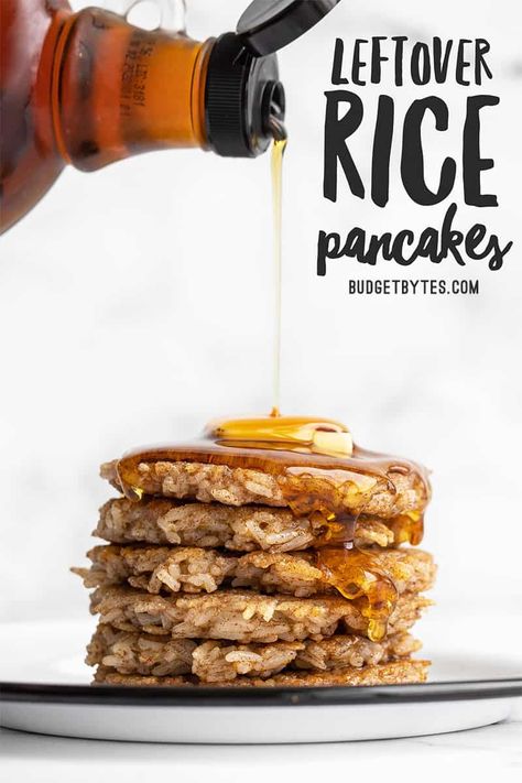 Leftover Rice Recipes, Rice Pancakes, Pancakes For Breakfast, Easy Rice, Budget Bytes, Easy Holiday Recipes, Leftover Rice, Air Fryer Recipes Easy, Frugal Meals