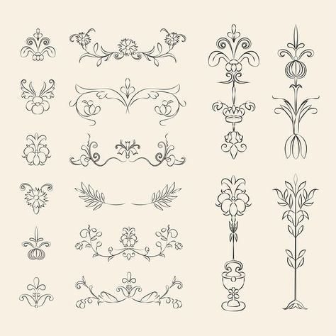 Vintage Ornamental Tattoo, Ornamental Flower Tattoo, Flourish Tattoo, Victorian Tattoo, Ornament Illustration, Art Nouveau Tattoo, Nouveau Tattoo, Mystical Tattoos, Tattoo Practice