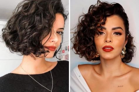 Italian Bob Curly Hair, Ombre Curly Hair, Bob Haircut Curly, Short Haircut Styles, Wavy Haircuts, Short Curly Haircuts, Medium Curly Hair Styles, Wedding Hair Inspiration, Curly Hair Inspiration