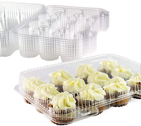 Chefible 12 Mini Cupcake Container, Cupcake Box - Set of 10 Cupcake Toppings, Cupcake Carrier, Cupcake Container, Small Cupcakes, Mini Cupcake, Cake Carrier, Cupcake Boxes, Baking Cups, Plastic Animals