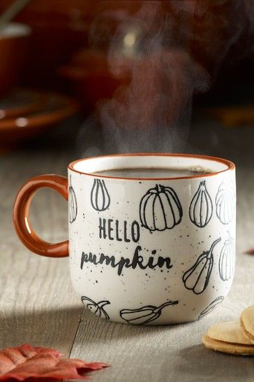 Buy Pumpkin Mug from the Next UK online shop Cute Pottery Painting Ideas Halloween, Autumn Mugs Coffee Cups, Autumnal Pottery Painting, Fall Mug Ideas, Pottery Painting Ideas Fall, Fall Mug Painting Ideas, Pottery Painting Autumn, Pottery Painting Halloween, Halloween Pottery Painting Ideas